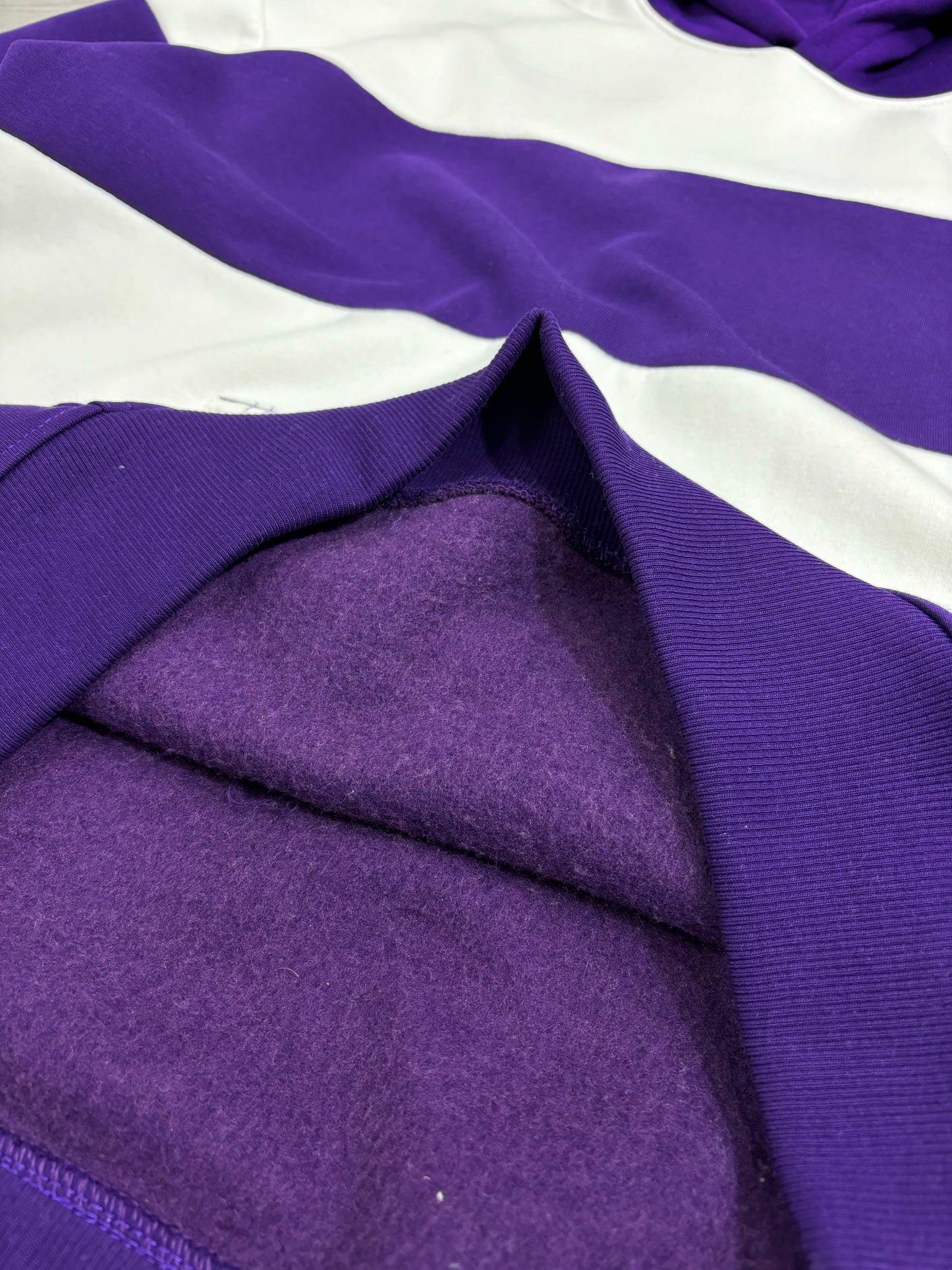 Striped Heavyweight Hoodie - Purple & White