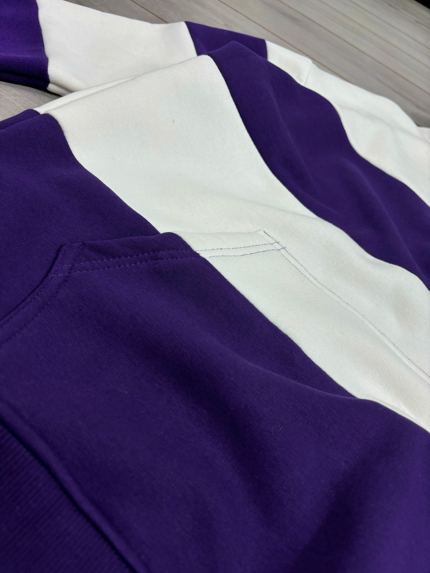 Striped Heavyweight Hoodie - Purple & White